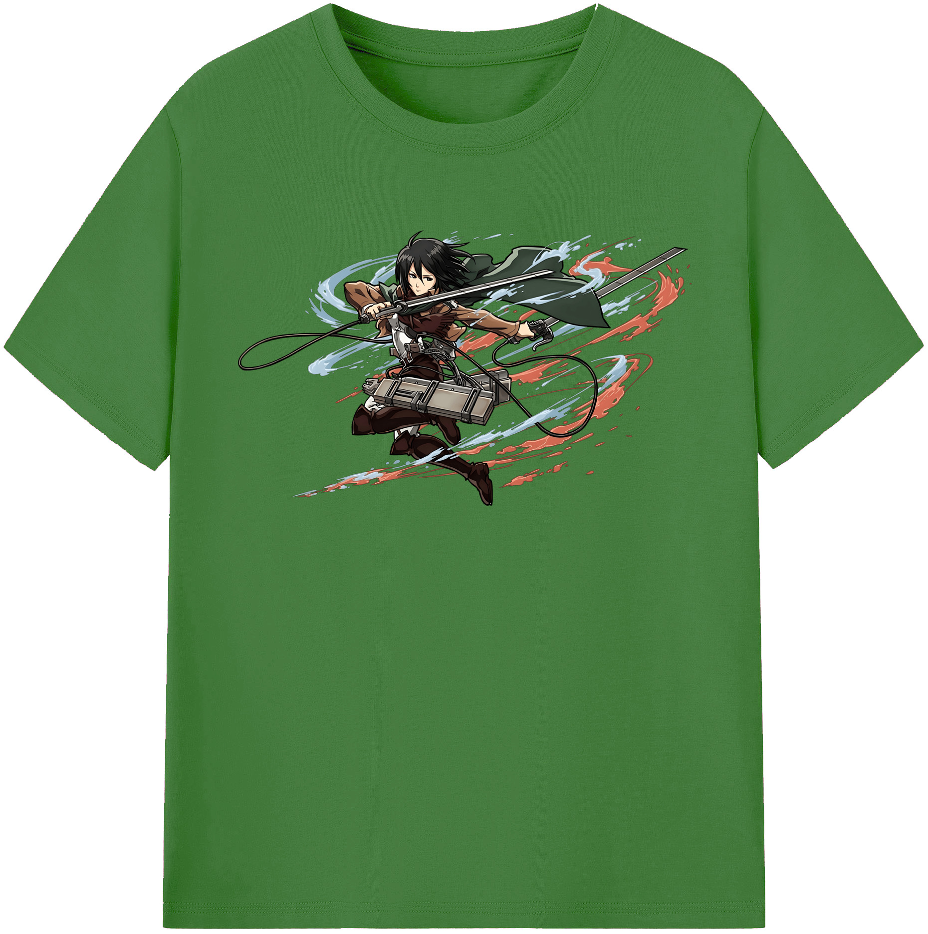 （画像用） 進撃の巨人 ミカサ·アッカーマン Attack on Titan Mikasa Ackerman レディースカジュアルプリントTシャツ（綿100％）